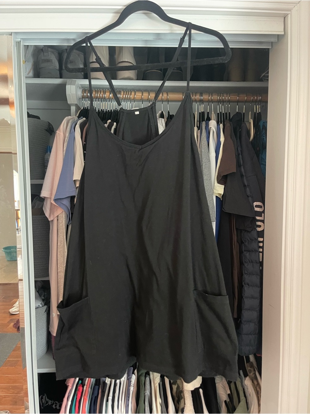 Amazon  Black Spaghetti Strap A-Line Dress with Pockets